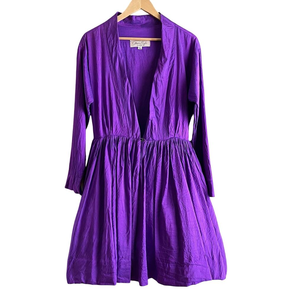 Catherine Regehr Sz M Purple Violet 100% Silk Taffeta‎ Fit & Flare Dress